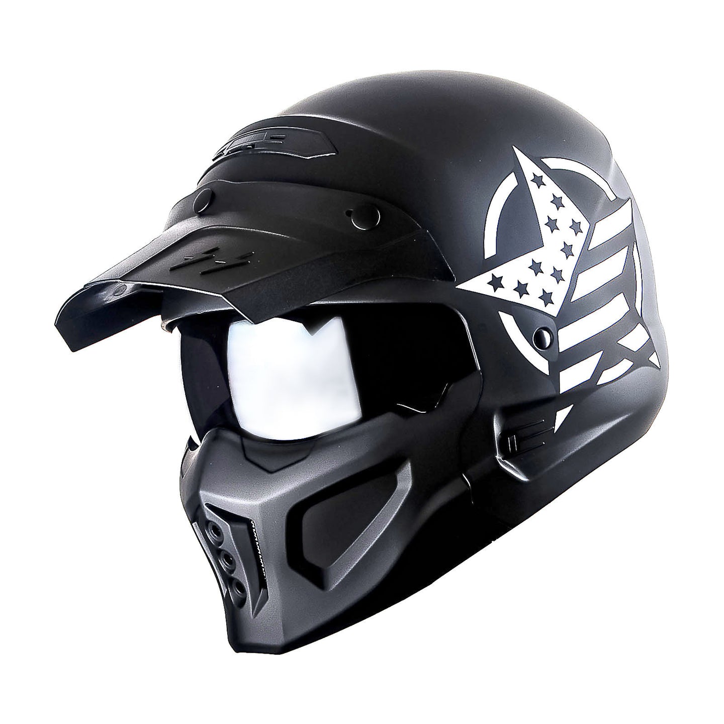 1Storm Motorcycle Full Face Helmet Open Face Helmet with Smoked Shield (Detachable Visor & Face Mask): HKY881S-E