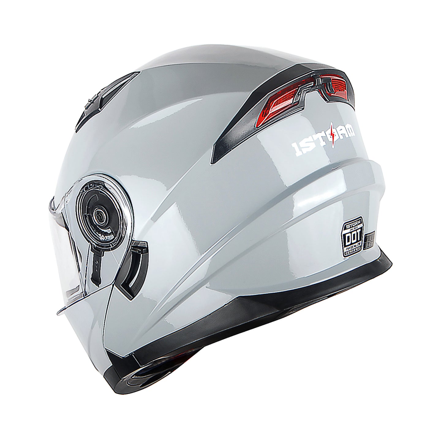 1Storm New Motorcycle Bike Modular Full Face Helmet Dual Visor Sun Shield with LED Tail Light + Motorcycle Bluetooth Headset: Modular901