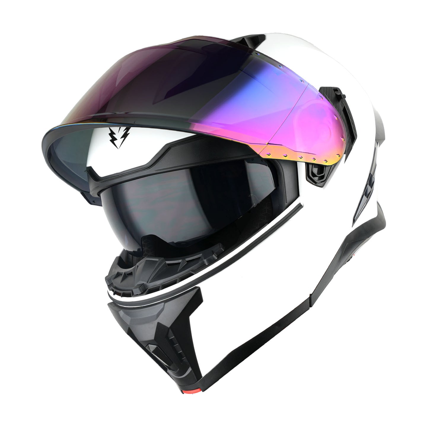 1Storm Motorcycle Modular Flip up Dual Visor Helmet Street Bike Sun Shield Full Face with One Extra Clear Shield: KT928
