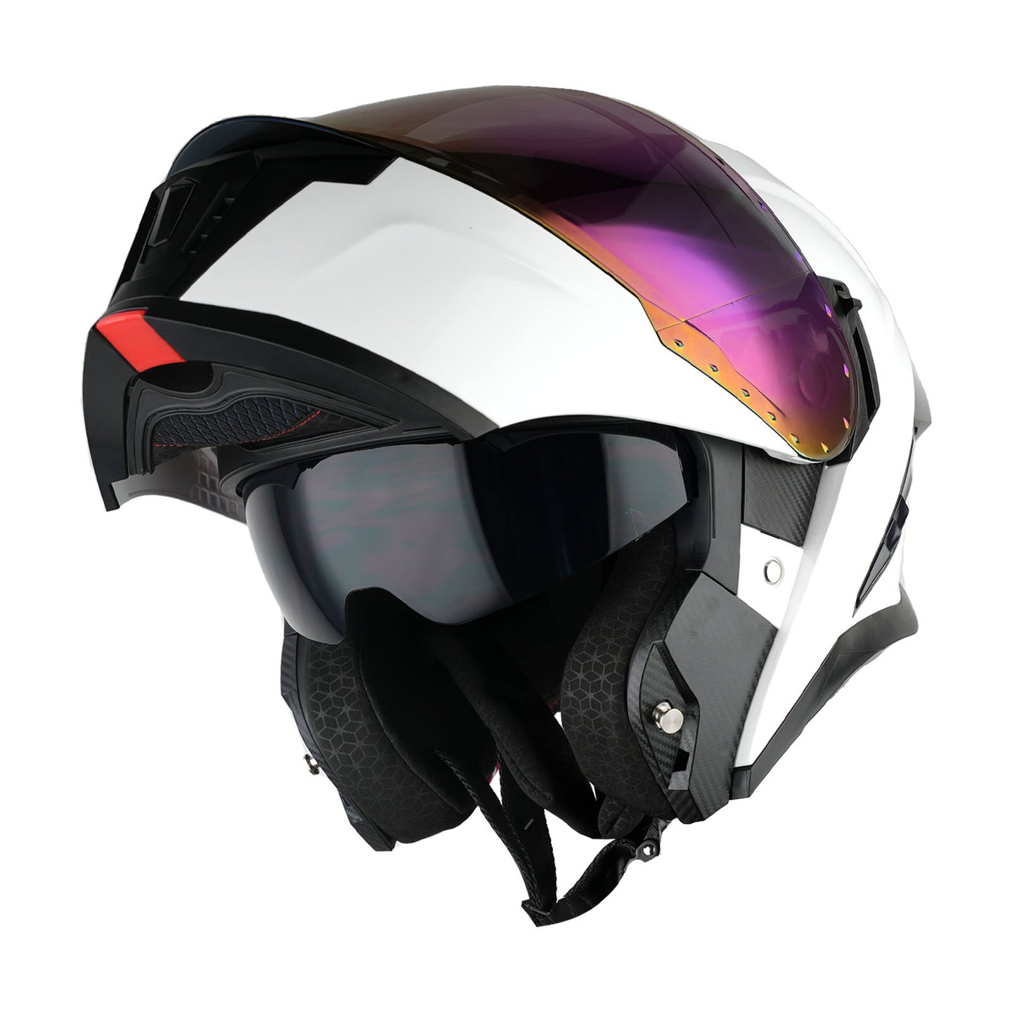 1Storm Motorcycle Modular Flip up Dual Visor Helmet Street Bike Sun Shield Full Face with One Extra Clear Shield: KT928