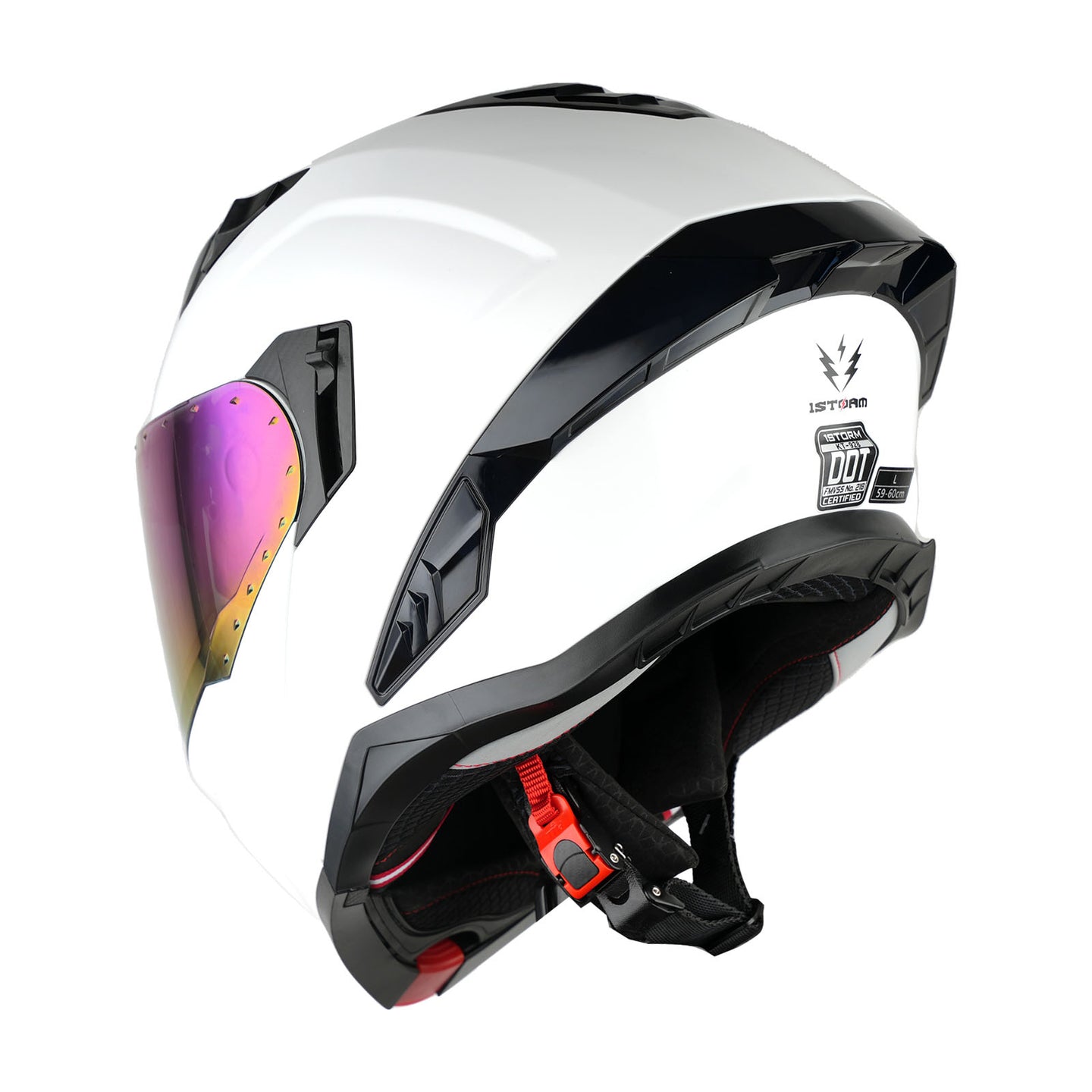 1Storm Motorcycle Modular Flip up Dual Visor Helmet Street Bike Sun Shield Full Face with One Extra Clear Shield: KT928