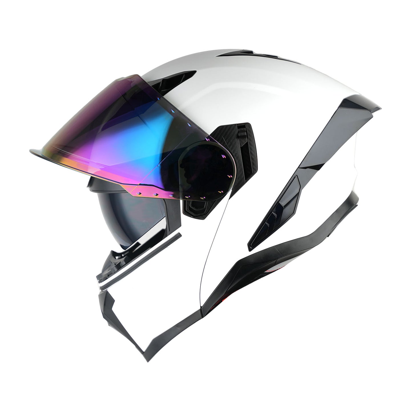 1Storm Motorcycle Modular Flip up Dual Visor Helmet Street Bike Sun Shield Full Face with One Extra Clear Shield: KT928