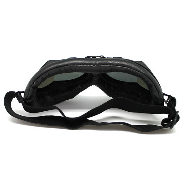 1Storm Motorcycle Half Face Helmet Mopeds Scooter Pilot with retractable Inner Smoked Visor, HKY205V + T008 Black Tinted Goggle Bundle