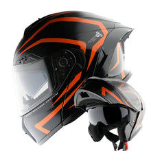 1Storm New Motorcycle Bike Modular Full Face Helmet Dual Visor Sun Shield with Rechargeable LED Tail Light: LED-X90