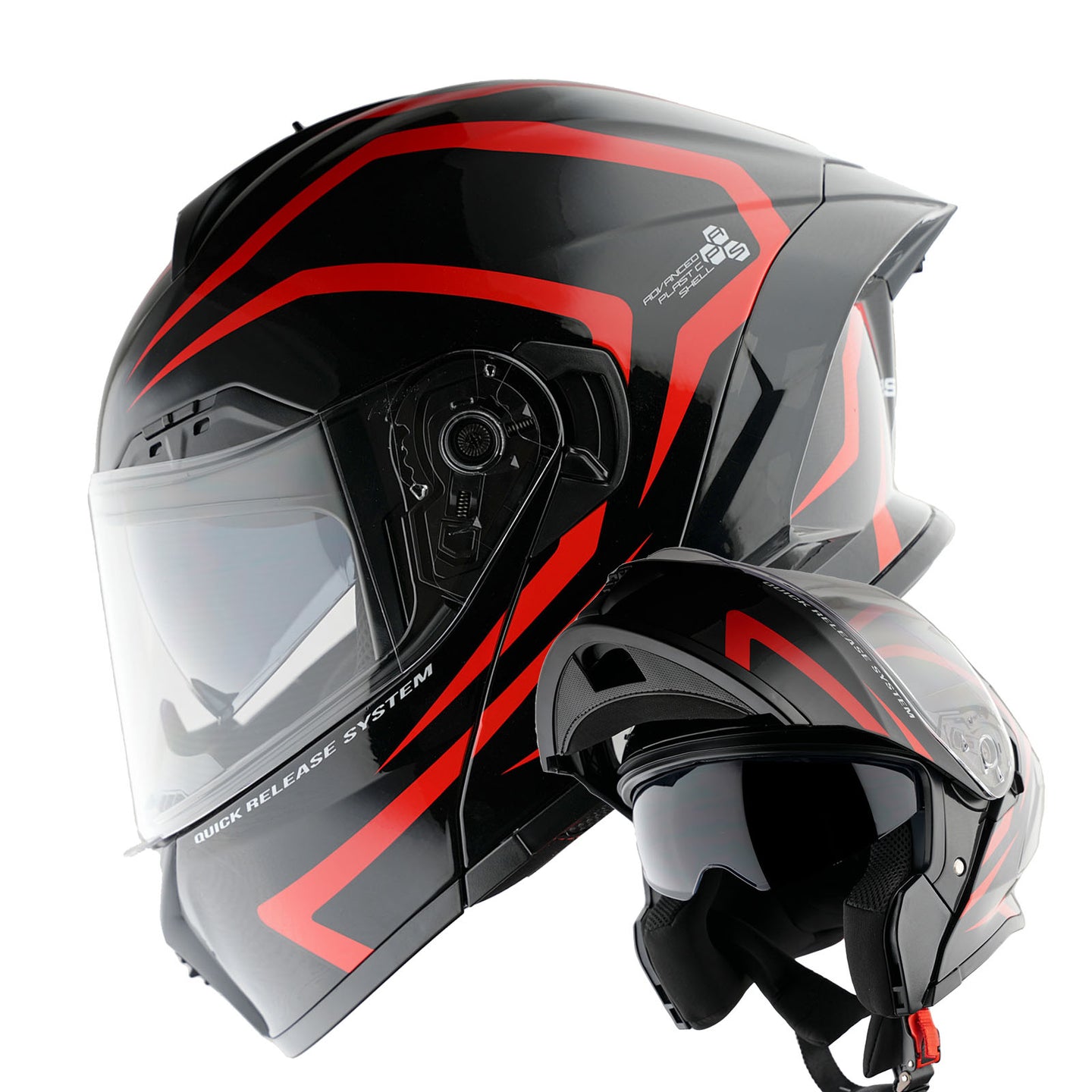 1Storm New Motorcycle Bike Modular Full Face Helmet Dual Visor Sun Shield with Rechargeable LED Tail Light: LED-X90