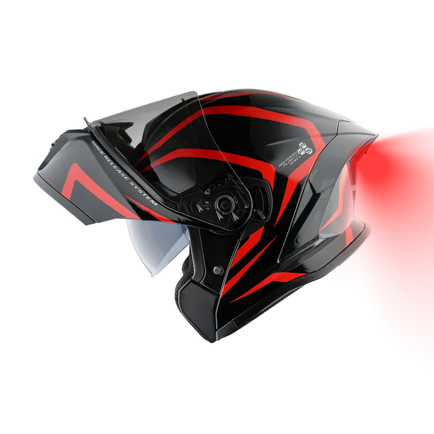 1Storm New Motorcycle Bike Modular Full Face Helmet Dual Visor Sun Shield with Rechargeable LED Tail Light: LED-X90