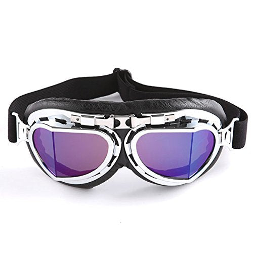 1Storm Vintage Motorcycle Goggles - Aviator Style, Brown Frame, Smoked Lens, Elastic Strap, For Scooters & Mopeds