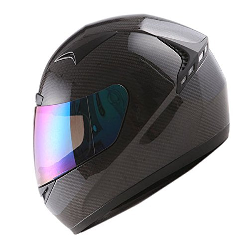 Genuine Carbon Fiber Motorcycle Street Bike Full Face Helmet Black, 3.2lb only: HG335C-Fiber
