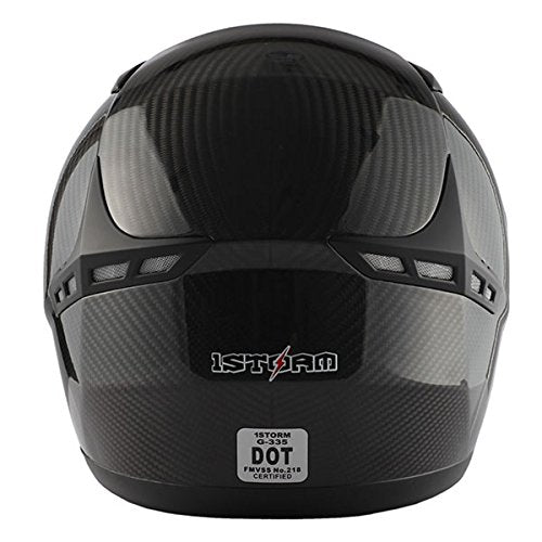 Genuine Carbon Fiber Motorcycle Street Bike Full Face Helmet Black, 3.2lb only: HG335C-Fiber