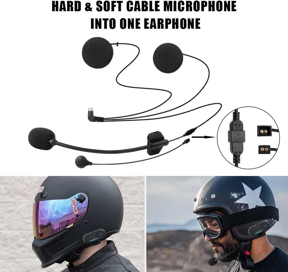 FreedConn Motorcycle Intercom Accessories Soft & Hard Earphone Mic for KY-Pro Helmet Intercom (5 Pin)