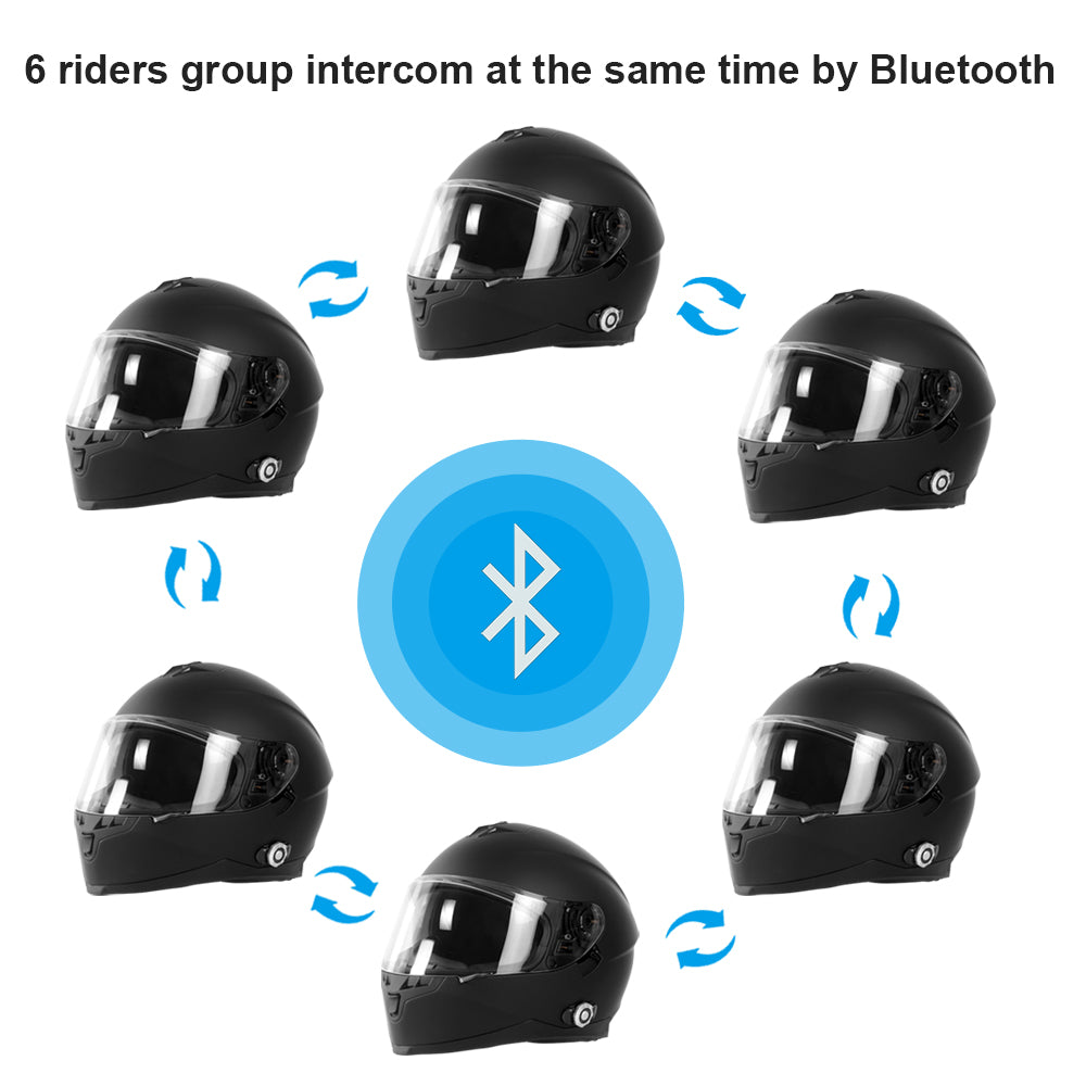 Martian Motorcycle Bluetooth Helmet 6 Riders intercom & 1000 Meter Communication: HM_BFULLFACE
