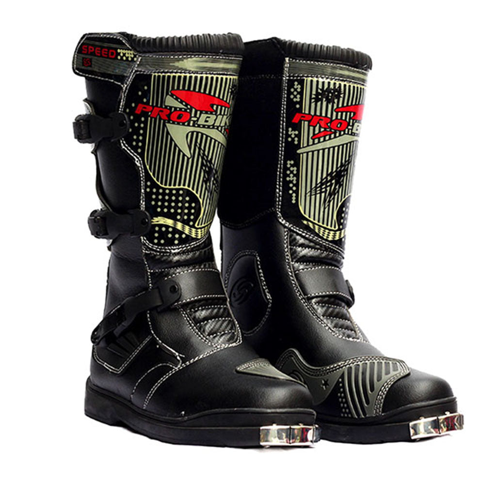 1Storm Men's Motorcycle Boots Rider Long High Racing Black Boots B1007 US 9.5 / White