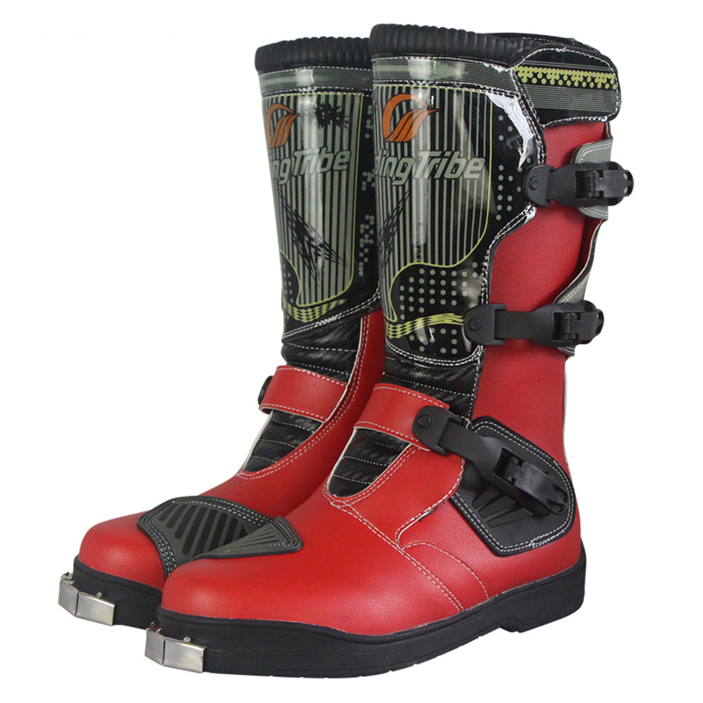 boots helmet motorcycle 1Storm Men's Motorcycle Boots Rider Long High Racing Black Boots B1007 US 9.5 / White