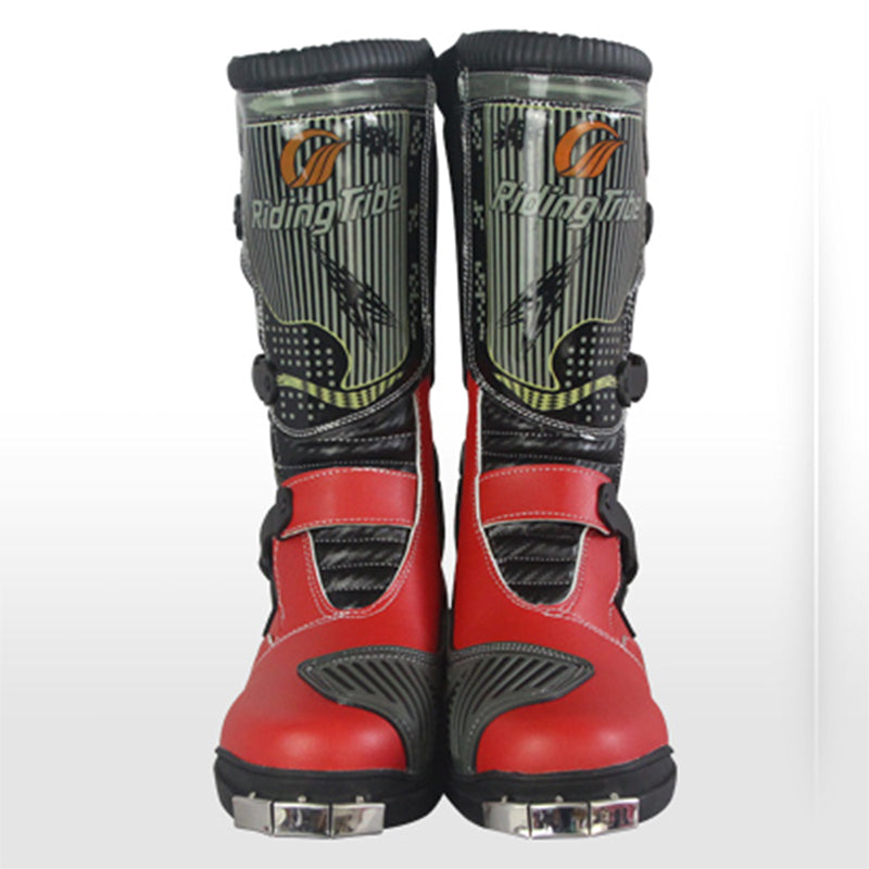 1Storm Men's Motorcycle Boots Rider Long High Racing Black Boots B1007