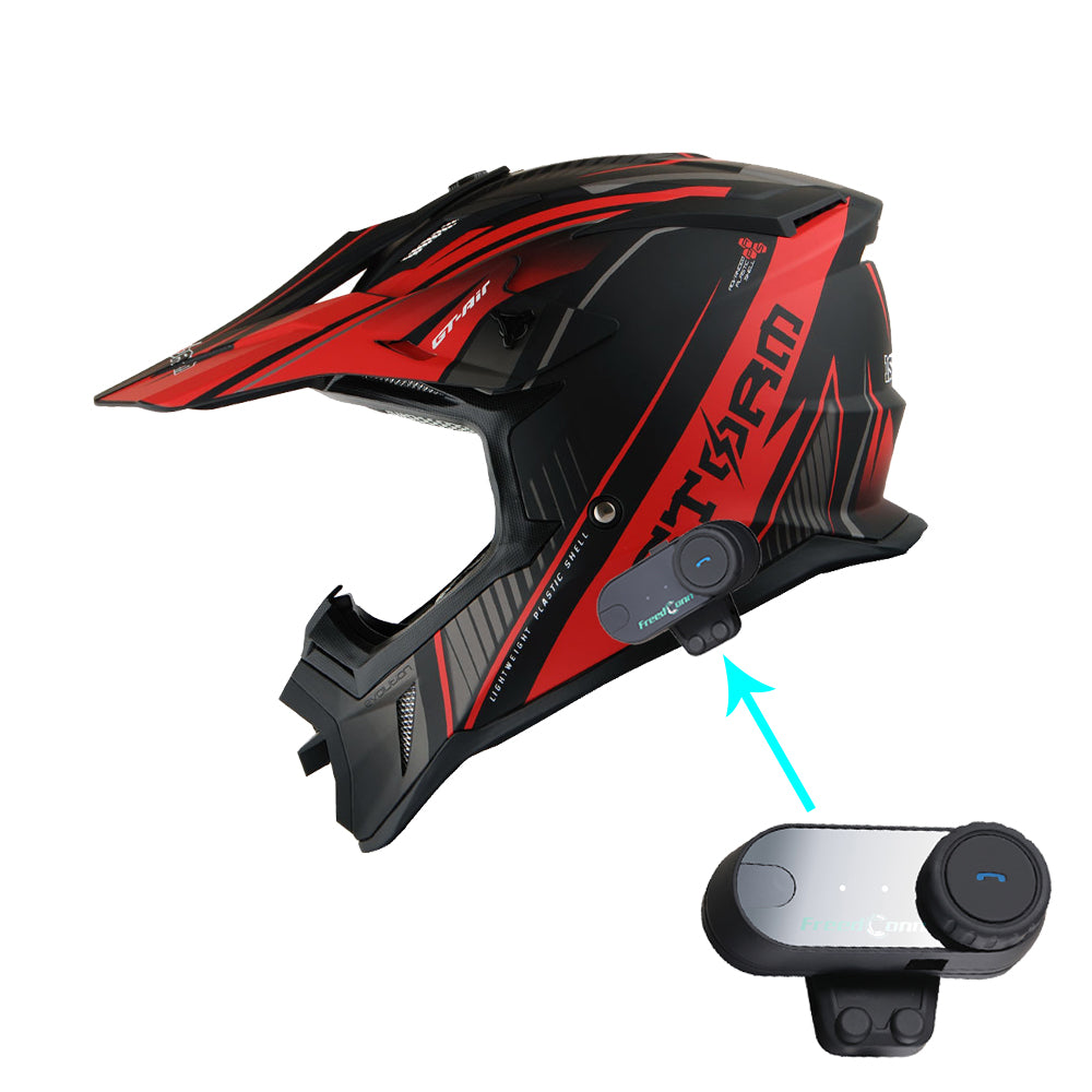 1Storm Adult Motocross Helmet BMX MX ATV Dirt Bike Downhill Mountain Bike Helmet Racing Style H637 + Motorcycle Bluetooth Headset