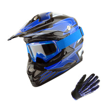 1Storm Adult Motocross Helmet BMX MX ATV Dirt Bike Downhill Mountain Bike Helmet Flying Style H819-5 + Goggles + Skeleton Glove Bundle