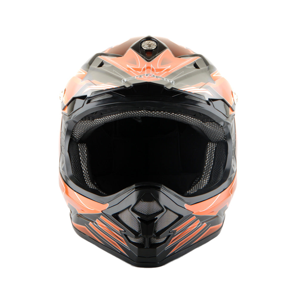 1Storm Adult Motocross Helmet BMX MX ATV Dirt Bike Downhill Mountain Bike Helmet Flying Style H819-5 + Goggles + Skeleton Glove Bundle