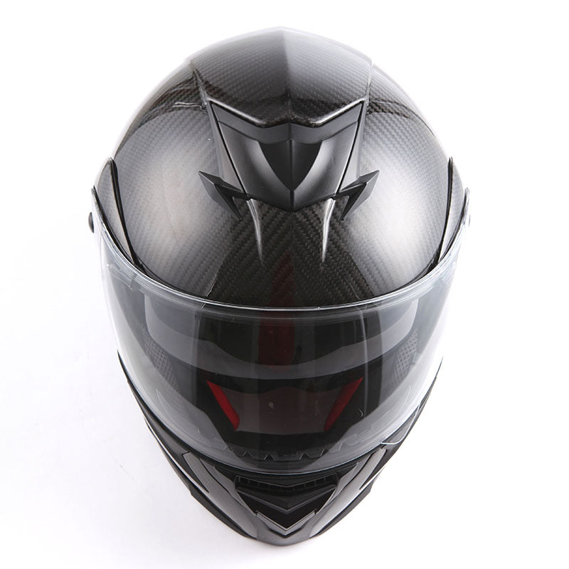 MARS Genuine Carbon Fiber Motorcycle Modular Flip up Full Face Helmet Dual Visor: HB-B1