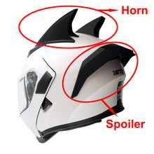 1Storm Motorcycle Modular Flip up Dual Visor Full Face Helmet Decoration Black Horn Wing