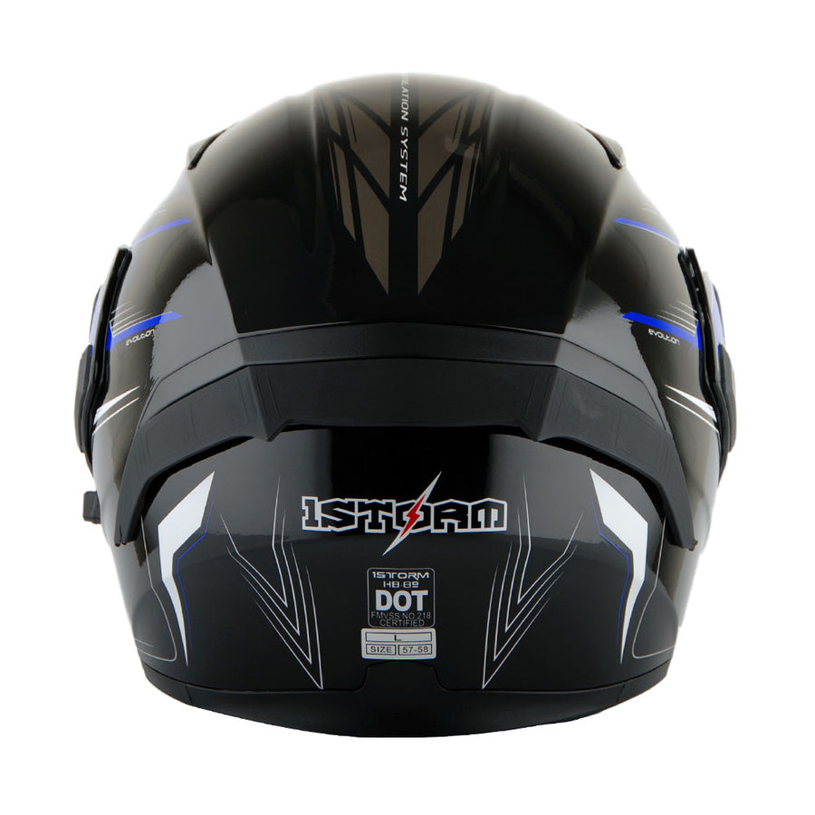 1 2 helmet motorcycle vented 1Storm Motorcycle Half Face Helmet Mopeds Scooter Pilot with retratable Inner Smoked Visor: HKY205V Blue Flag / S (55-56 cm 21.7/22.0 Inch )