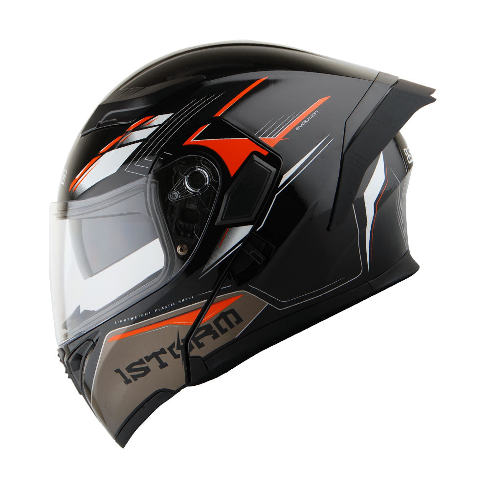 full face orange motorcycle helmet 7 iDP M1 with a stripped Youth Kids Full Face Orange
