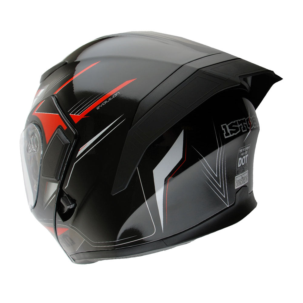 1Storm Motorcycle Modular Full Face Flip up Dual Visor Close Out Helmet + Spoiler: HB89CLS Storm Red + Spoiler / XL (59-60 cm 23.2/23.4 Inch)