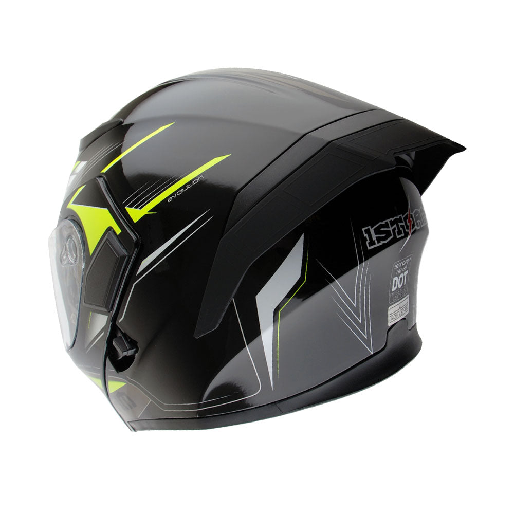 1Storm Motorcycle Modular Full Face Flip up Dual Visor Helmet + Spoiler + Motorcycle Bluetooth Headset: HB89