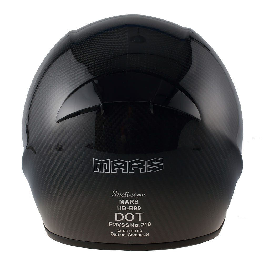 MARS Genuine Real Carbon Fiber Motorcycle Full Face Helmet Snell M2015 DOT: HB-B99