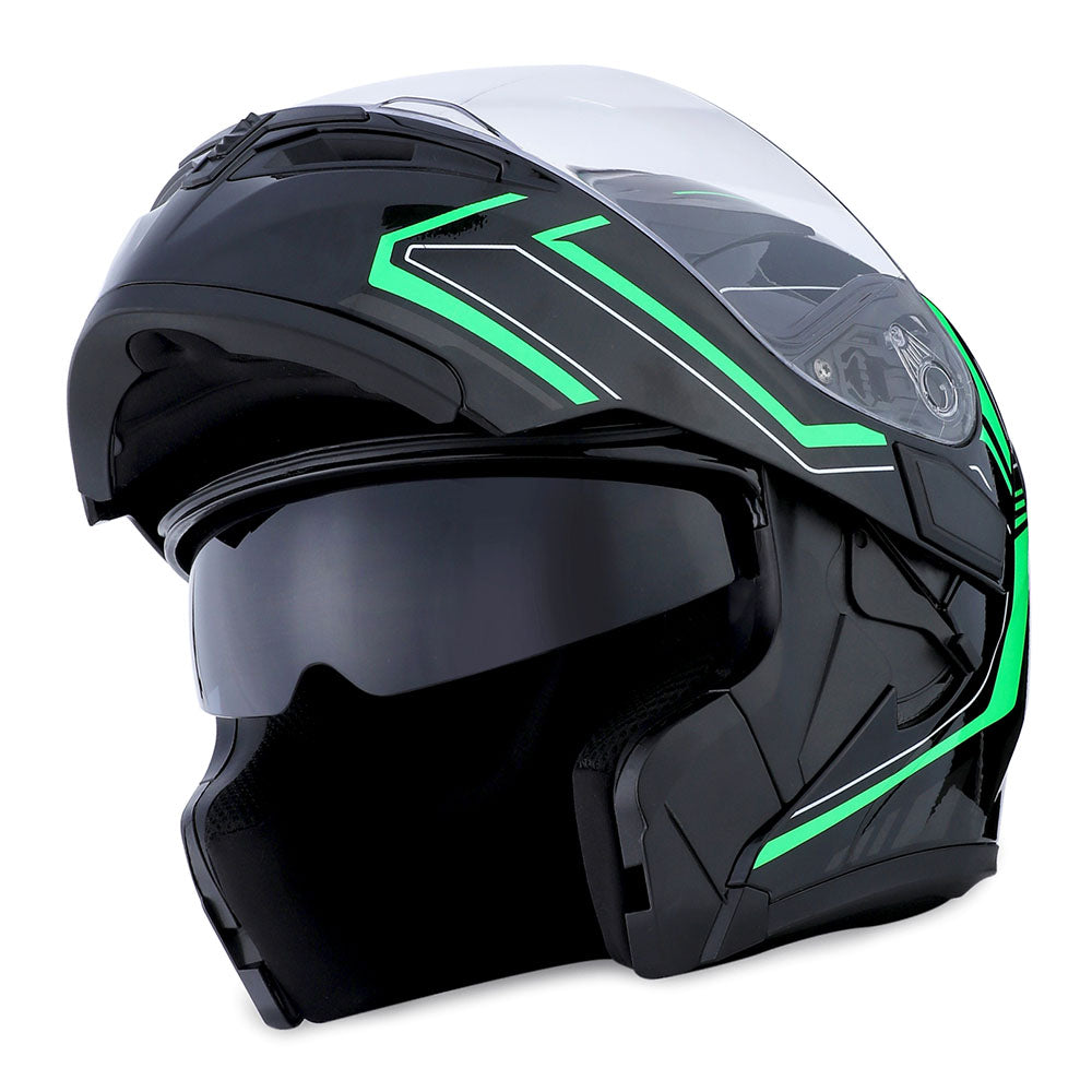 1Storm Motorcycle Modular Full Face Helmet Flip up Dual Visor Sun Shield Close Out Helmet: HB89CLS Carbon Fiber Black / S( 53-54 cm 20.9/21.3 Inch )