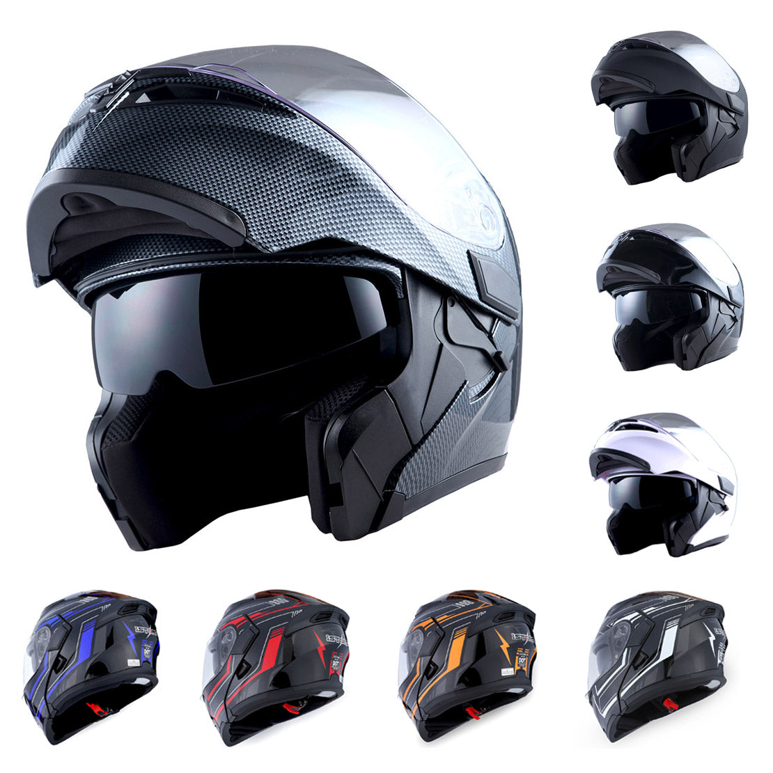 extended faceplate motorcycle helmet 1Storm Full Face Open Face Helmet with Smoked Shield (Detachable Visor & Face Mask): HKY881S-E Glossy White / M(57-58 cm 22.4/22.8 Riders can adjust the airflow with two 1Storm Motorcycle Modular Full Face