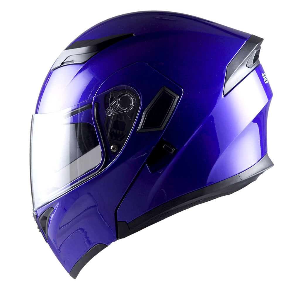 1Storm Motorcycle Modular Full Face Flip up Dual Visor Helmet + Spoiler + Motorcycle Bluetooth Headset: HB89