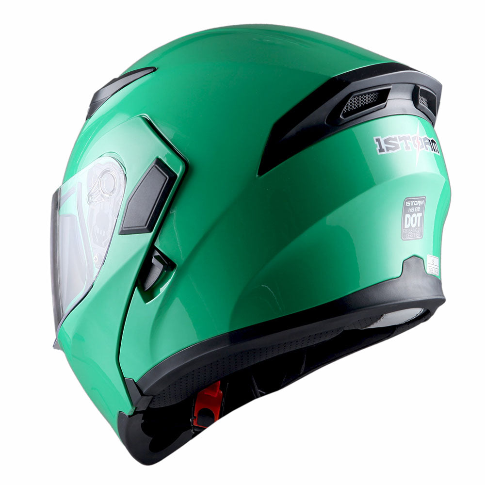 1Storm Motorcycle Modular Full Face Flip up Dual Visor Helmet + Spoiler + Motorcycle Bluetooth Headset: HB89