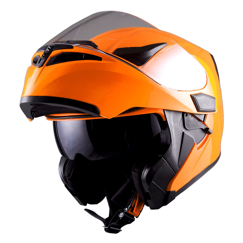 1Storm Motorcycle Modular Full Face Flip up Dual Visor Helmet + Spoiler + Motorcycle Bluetooth Headset: HB89