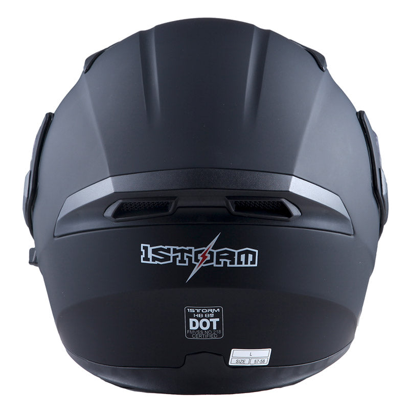 1Storm Motorcycle Modular Full Face Flip up Dual Visor Helmet + Spoiler + Motorcycle Bluetooth Headset: HB89