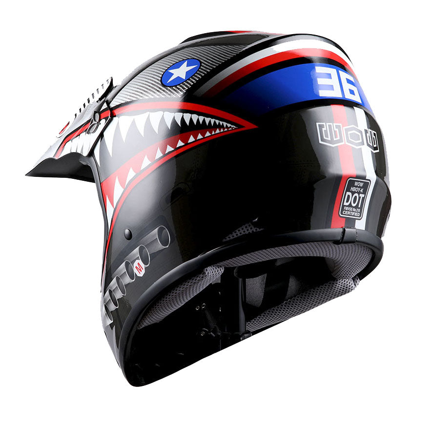 WOW Youth BMX MX ATV Motocross Dirt Bike Close Out Helmet: HBOY-SharkCLS