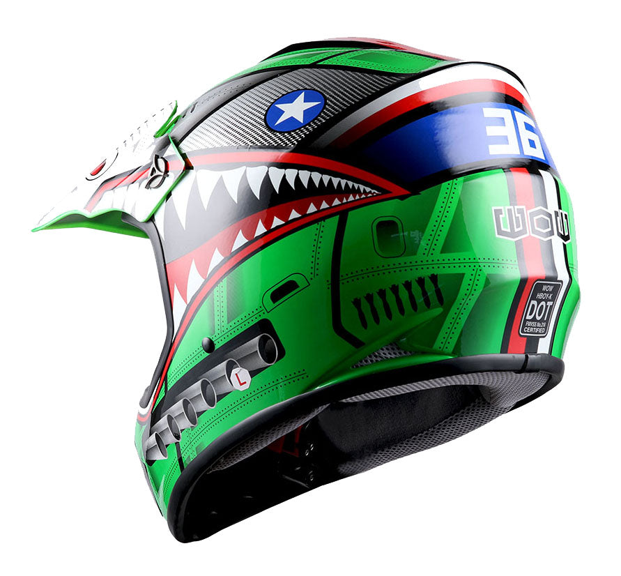 WOW Youth BMX MX ATV Motocross Dirt Bike Close Out Helmet: HBOY-SharkCLS