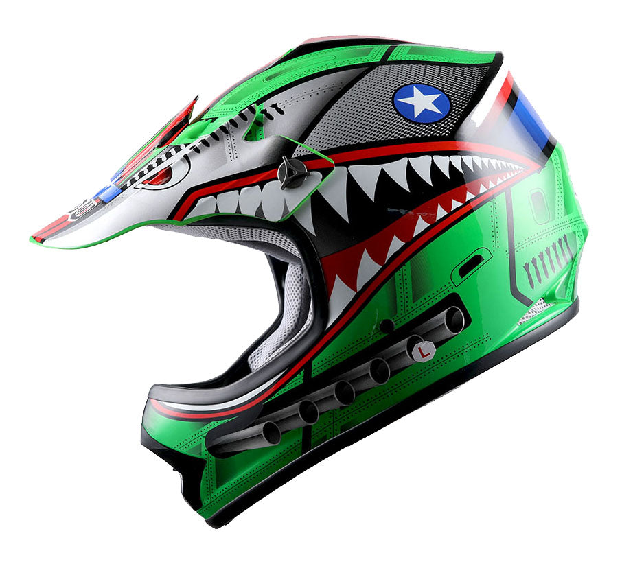 WOW Youth BMX MX ATV Motocross Dirt Bike Close Out Helmet: HBOY-SharkCLS