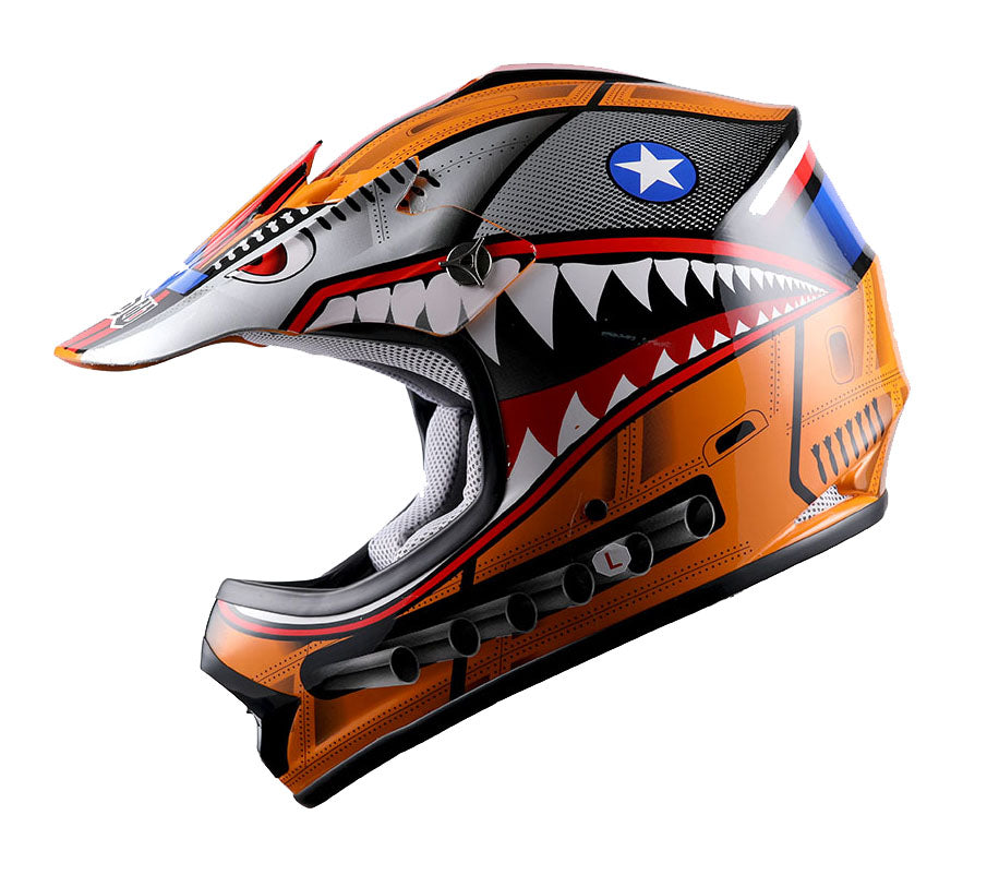 WOW Youth BMX MX ATV Motocross Dirt Bike Close Out Helmet: HBOY-SharkCLS