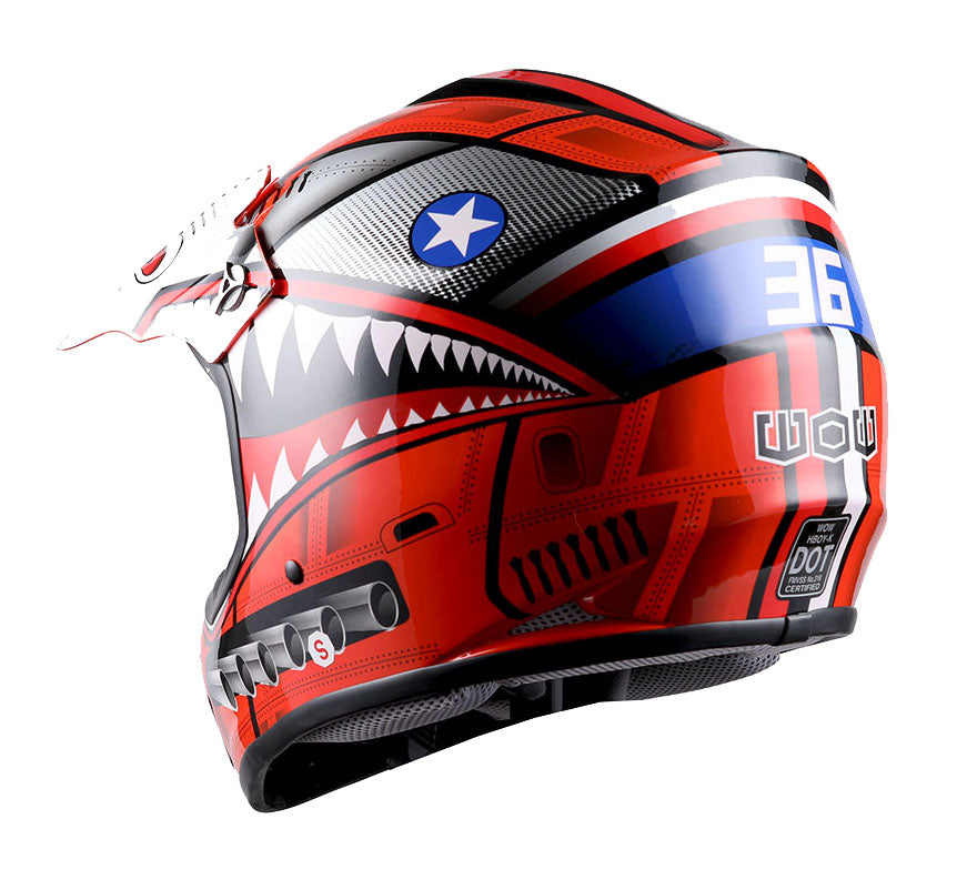 WOW Youth BMX MX ATV Motocross Dirt Bike Close Out Helmet: HBOY-SharkCLS