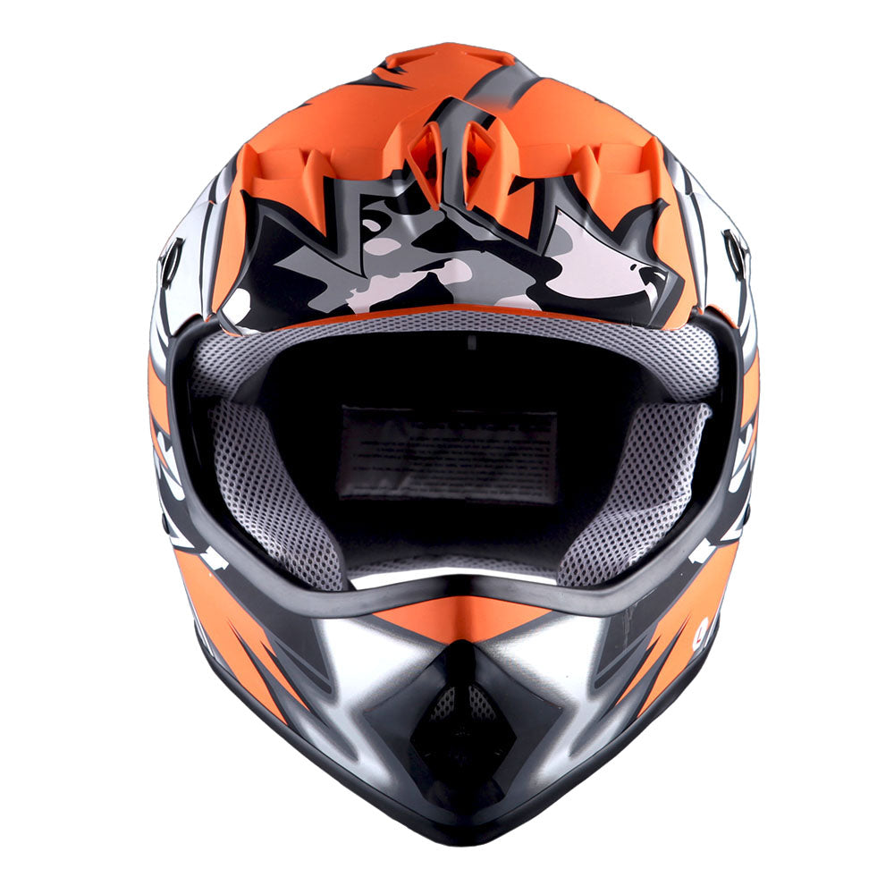 WOW Youth Motocross Helmet BMX MX ATV Dirt Bike Helmet Matt Star + Goggles + Skeleton Glove Bundle: HBOY-K_Star