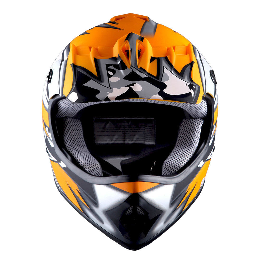 WOW Youth Motocross Helmet BMX MX ATV Dirt Bike Helmet Matt Star + Goggles + Skeleton Glove Bundle: HBOY-K_Star