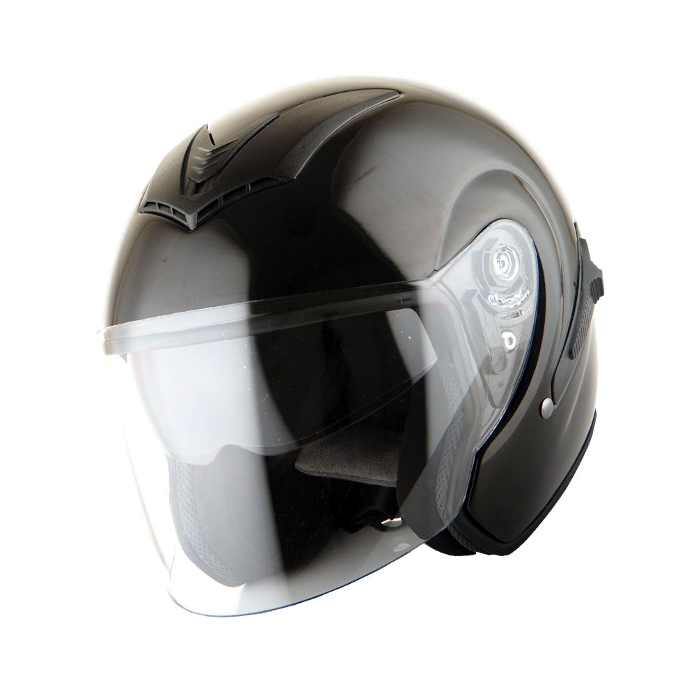 1Storm Motorcycle Open Face Fiber Glass Dual Visor Helmet HB_609 Scooter Classical Knight Bike Samurai + One Extra Clear Shield