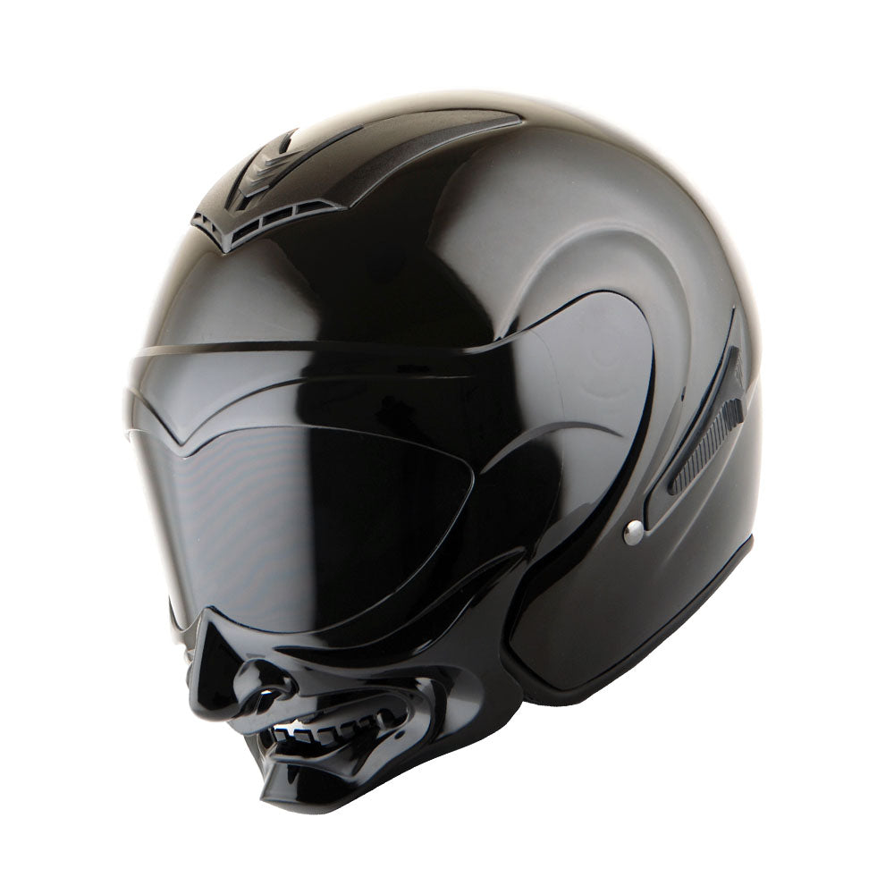 1Storm Motorcycle Open Face Fiber Glass Dual Visor Helmet HB_609 Scooter Classical Knight Bike Samurai + Motorcycle Bluetooth Headset
