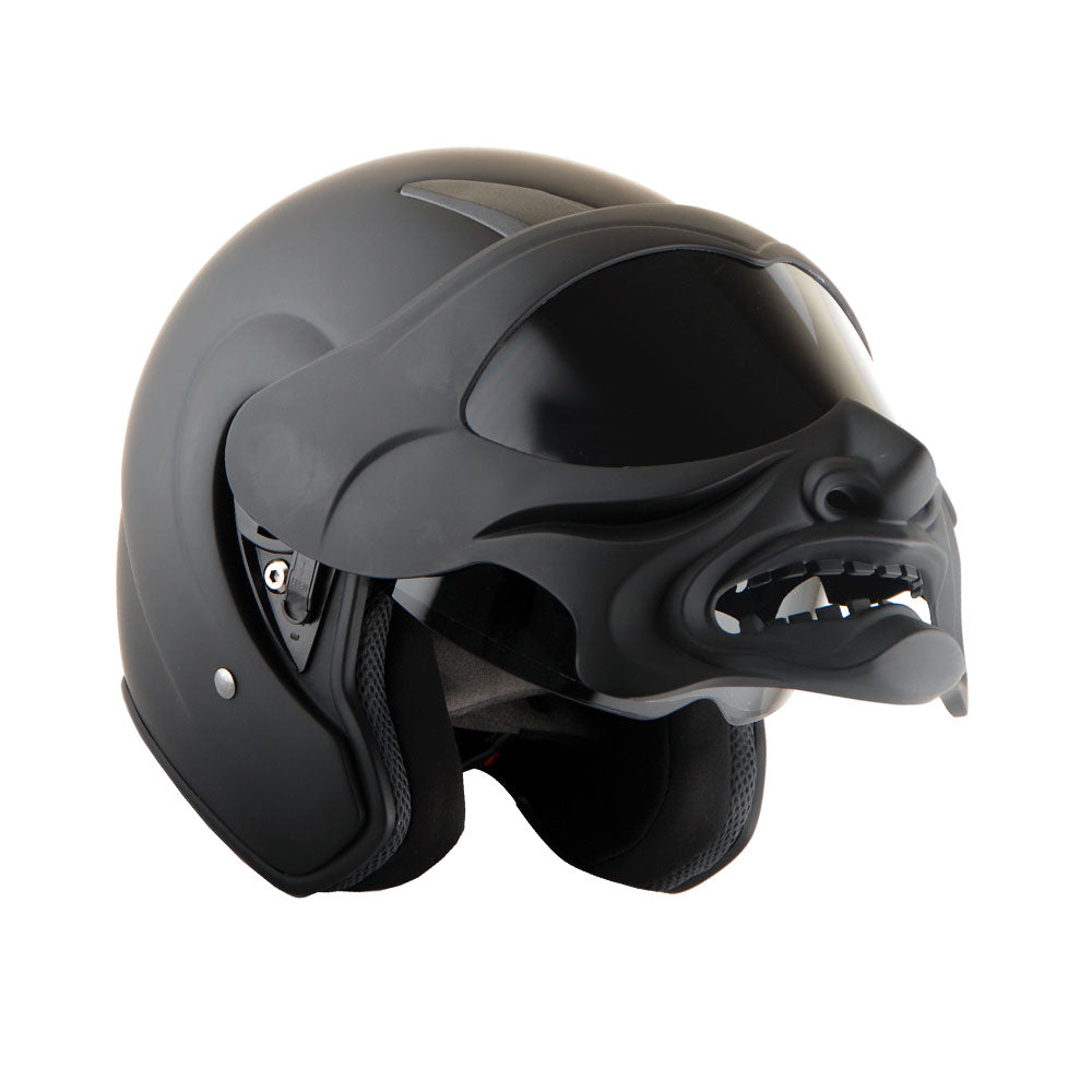 1Storm Motorcycle Open Face Fiber Glass Dual Visor Helmet HB_609 Scooter Classical Knight Bike Samurai + Motorcycle Bluetooth Headset