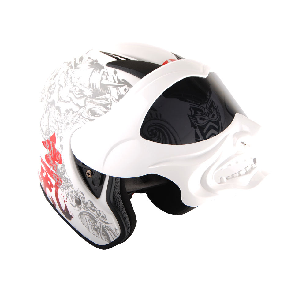 1Storm Motorcycle Open Face Fiber Glass Dual Visor Helmet HB_609 Scooter Classical Knight Bike Samurai + Motorcycle Bluetooth Headset 1Storm Motorcycle Open Face Fiber Glass Dual Visor Helmet HB_609 Scooter Classical Knight Bike Samurai + Motorcycle Bluetooth Headset