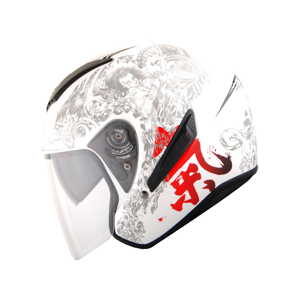 1Storm Motorcycle Open Face Fiber Glass Dual Visor Helmet