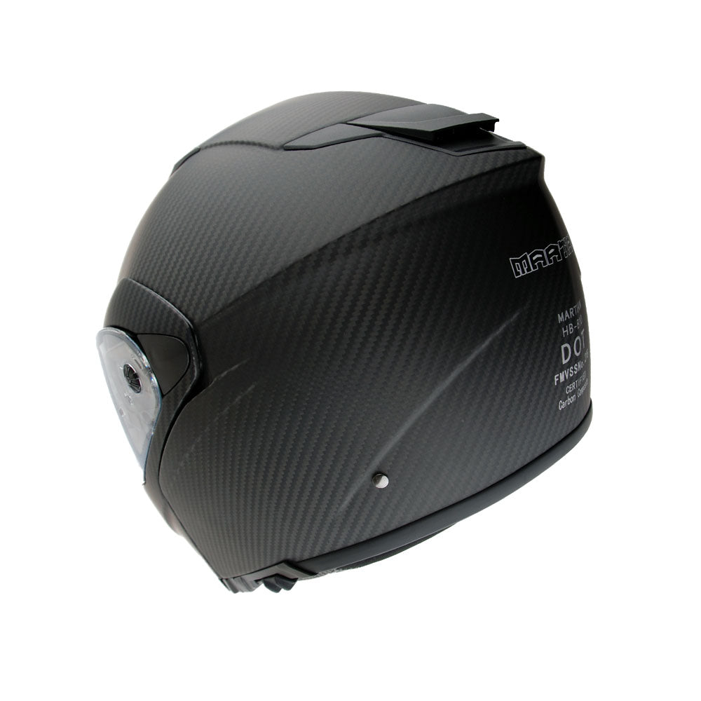 Martian Genuine Real Carbon Fiber Motorcycle Modular Flip up Full Face Helmet HB-BMF-B10 Matt Carbon Black, DOT Approved