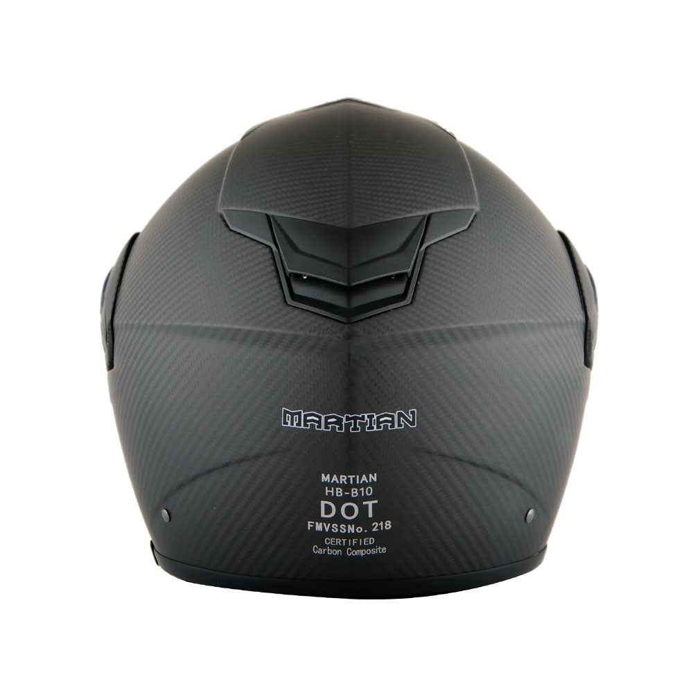 Martian Genuine Real Carbon Fiber Motorcycle Modular Flip up Full Face Helmet HB-BMF-B10 Matt Carbon Black, DOT Approved