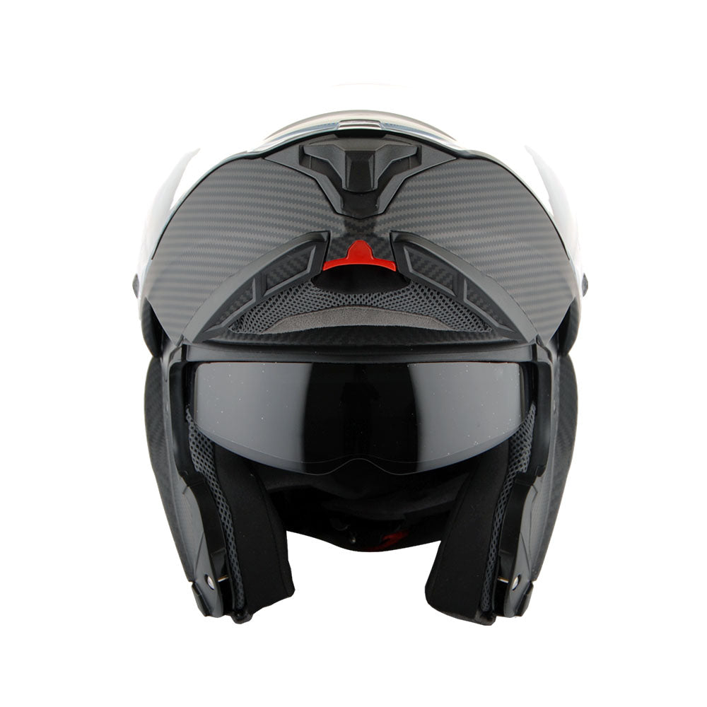 Martian Genuine Real Carbon Fiber Motorcycle Modular Flip up Full Face Helmet HB-BMF-B10 Matt Carbon Black, DOT Approved