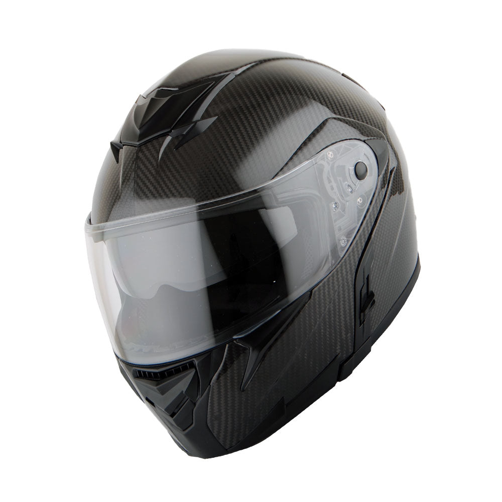 bluetooth evo flip front motorcycle helmets Martian Genuine Real Carbon Fiber Motorcycle Modular Flip up Full Face Helmet + Motorcycle Bluetooth Headset: HB-B1 Glossy Carbon Black